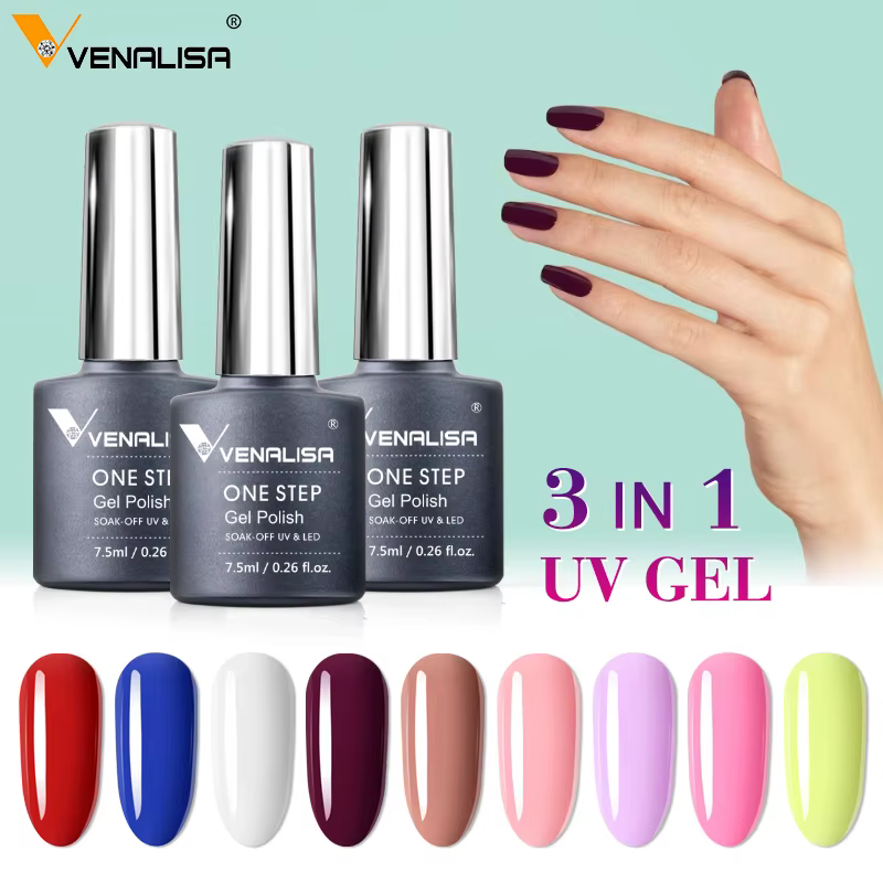 3 en 1 VENALISA une étape vernis à ongles couverture complète magnifique couleur tremper UV LED