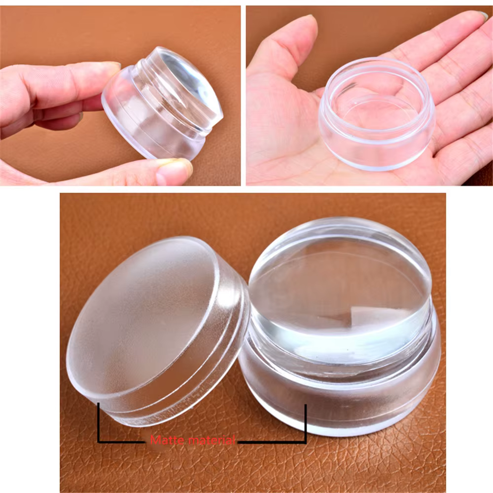 Tampon rond en Silicone Transparent Stemple Do Paznokci pour la décoration des ongles mode bricolage timbre