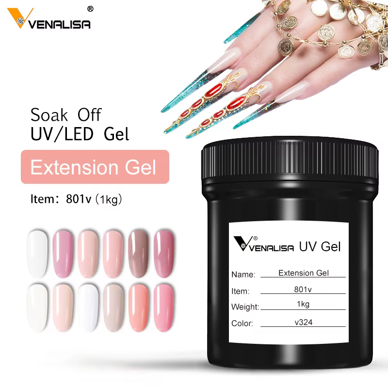 VENALISA UV LED Gel 1kg constructeur en vrac Extension gelée Gel cristal Transparent 12 Camouflage