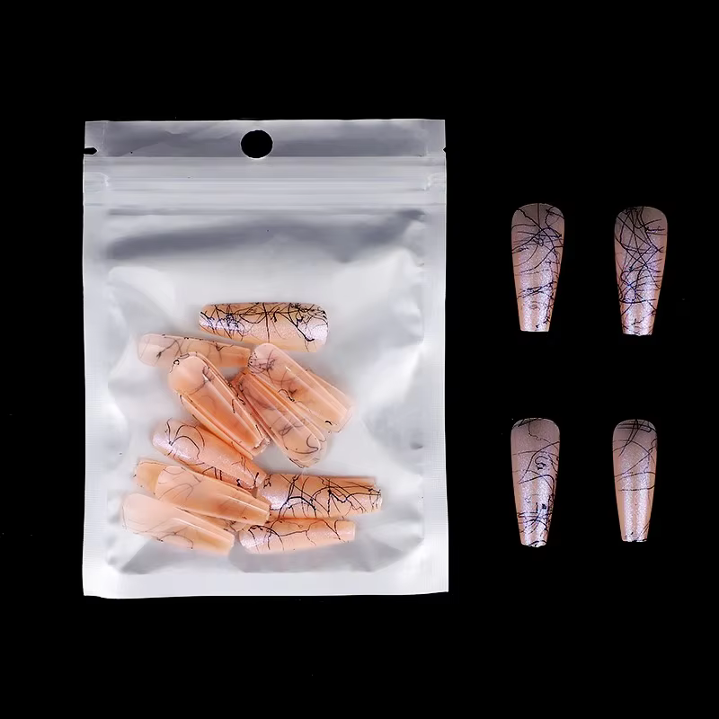 Faux Ongles en Forme de Cercueil à Couverture Complète