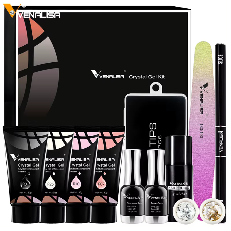 30g VENALISA Gel acrylique VIP Kit clair Camouflage couleur cristal Poly Gel pour ongles construction rapide UV LED Gel tranche brosse forme d'ongle