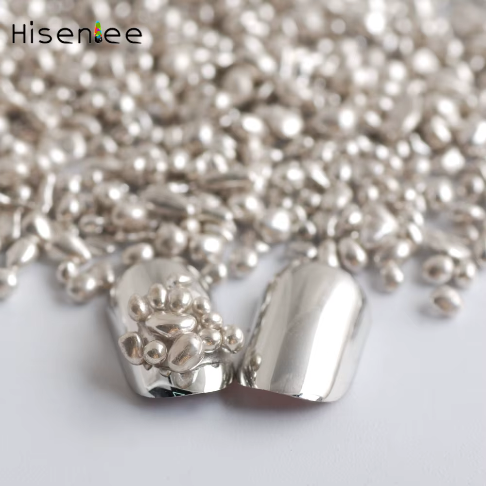 Hisenlee 20g couleur argent petit caméléon strass pierre irrégulière perles pierres manucure bricolage 3d Nail Art décoration