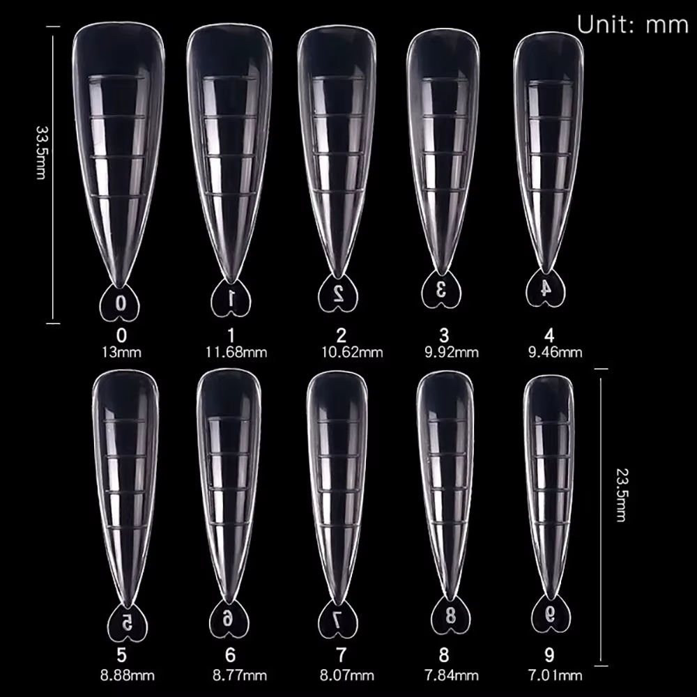 100 pièces/boîte, forme à ongles en polygel transparent