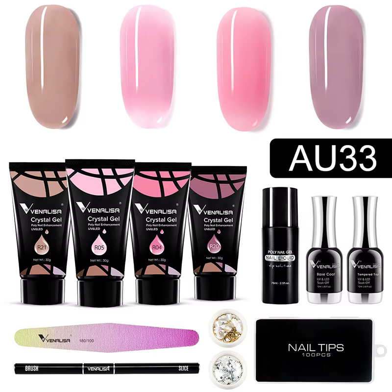 30g VENALISA Gel acrylique VIP Kit clair Camouflage couleur cristal Poly Gel pour ongles construction rapide UV LED Gel tranche brosse forme d'ongle