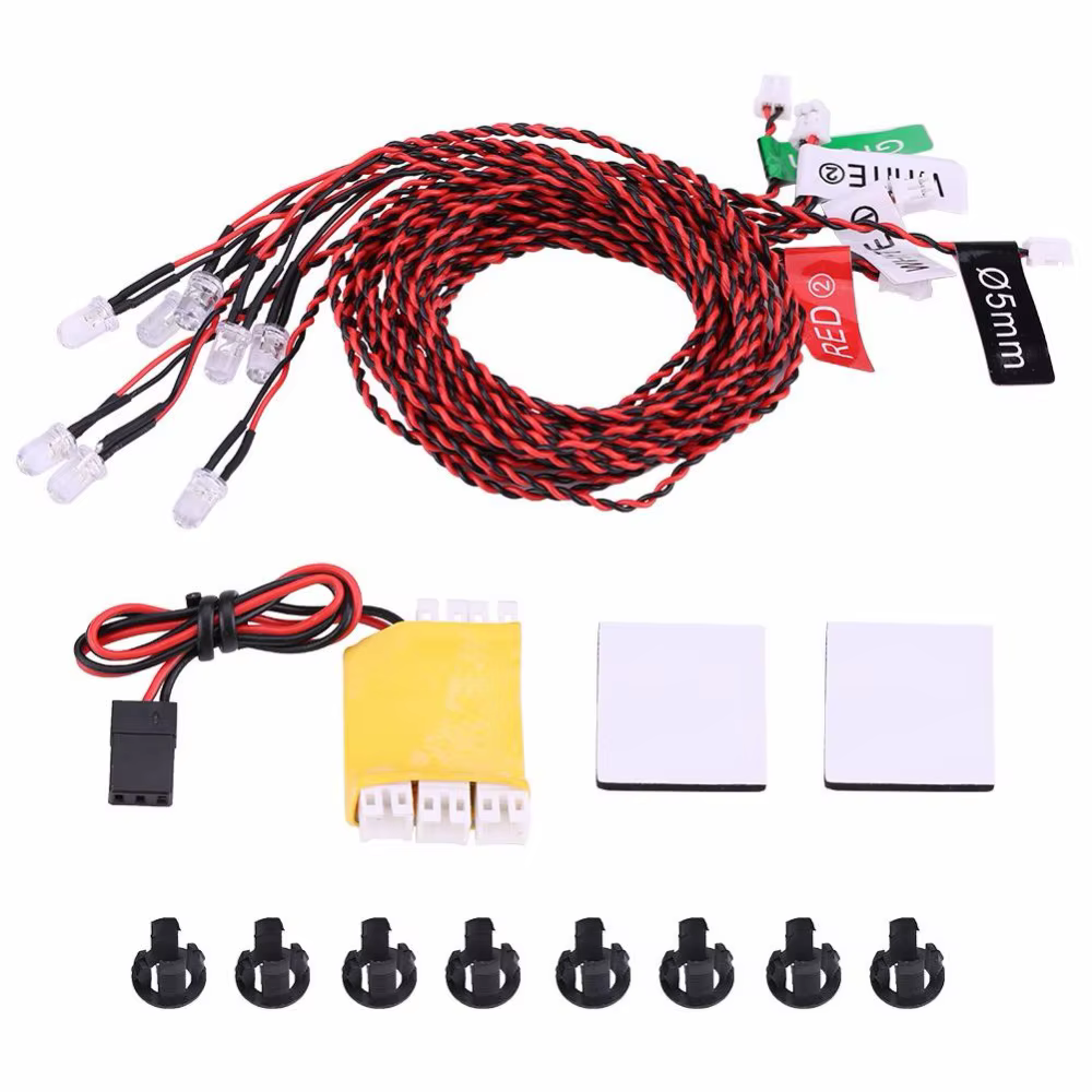 Kit de système d'éclairage RC 8 LED, lumières clignotantes de Simulation avec boîte de commande, accessoires RC pour avion hélicoptère RC