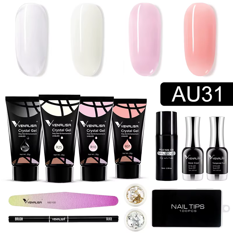 30g VENALISA Gel acrylique VIP Kit clair Camouflage couleur cristal Poly Gel pour ongles construction rapide UV LED Gel tranche brosse forme d'ongle