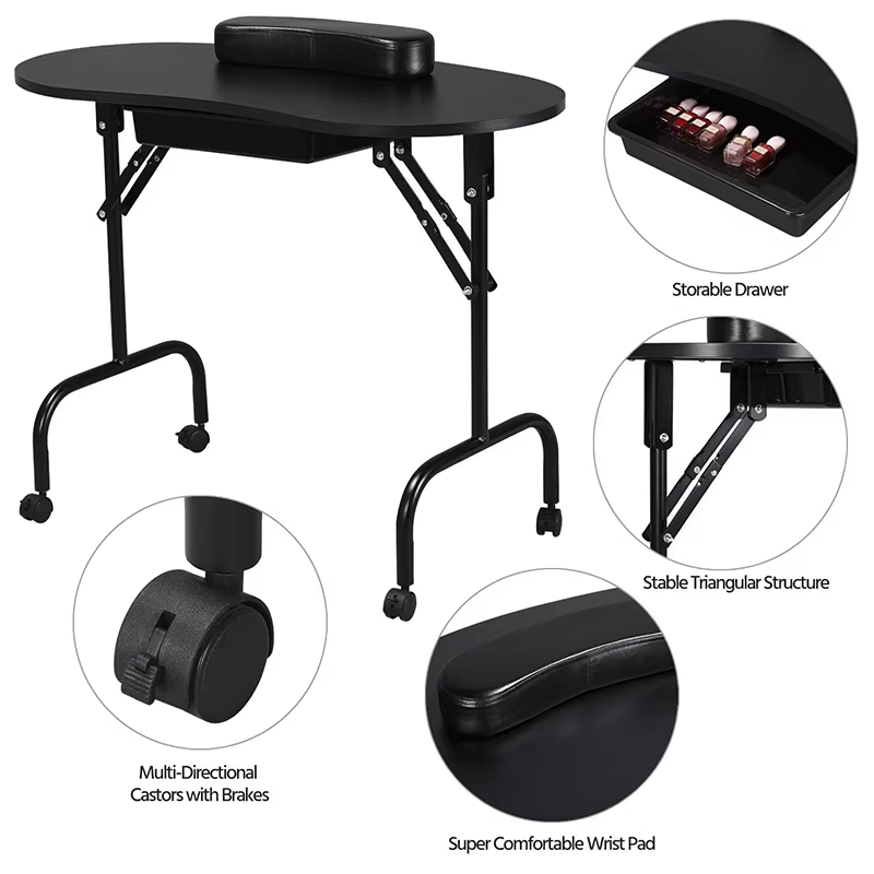Table de manucure professionnelle pliable-bureau de Salon