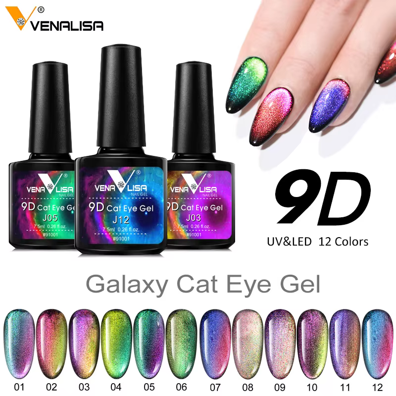 Galaxy Nail Art Design manucure Venalisa tremper l'émail 9D yeux de chat vernis Gel magnétique UV LED Gel