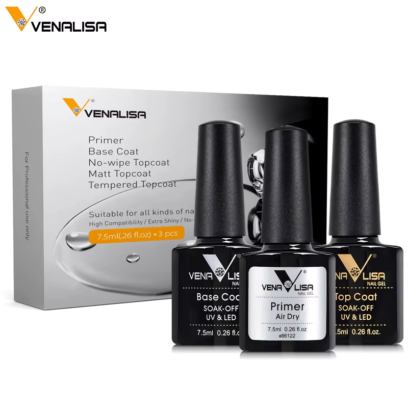 Venalisa Kit de vernis à ongles Gel fonctionnel sans acide couche de Base d'apprêt tremper UV LED longue tenue sans