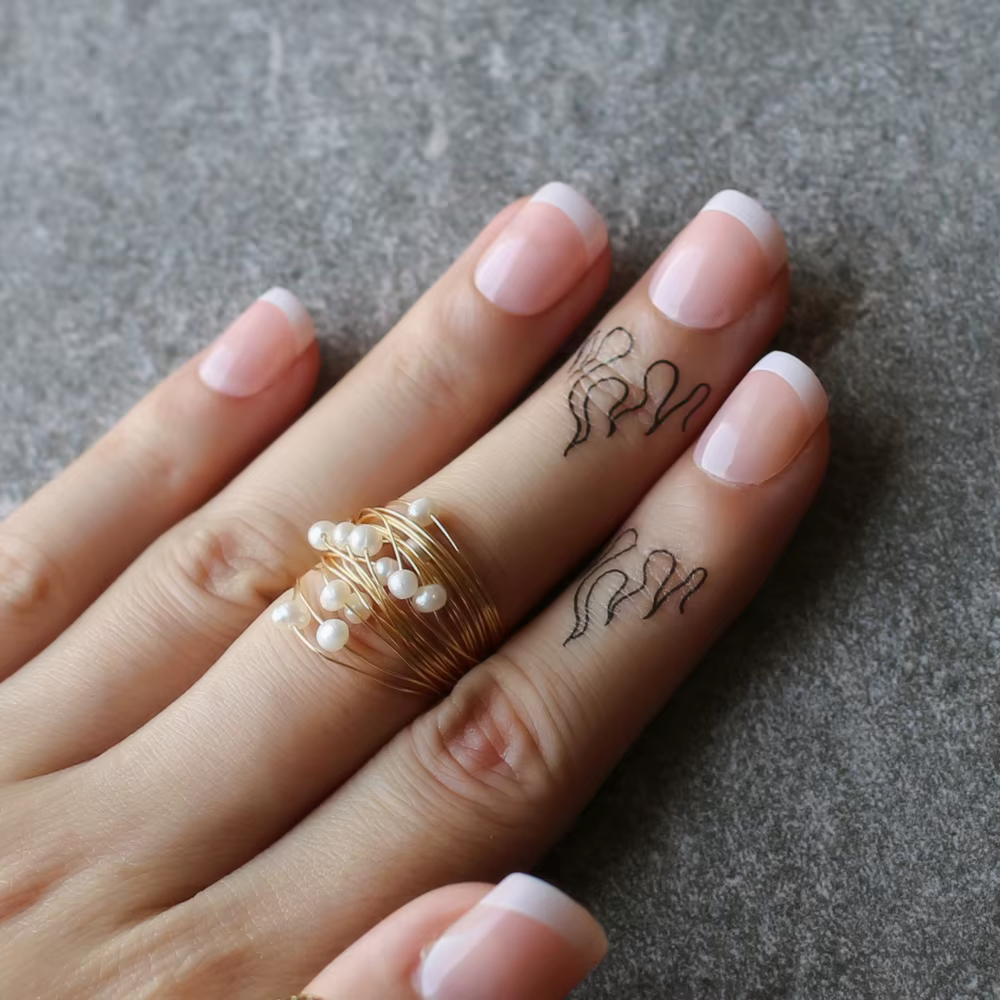 Faux ongles français carrés courts