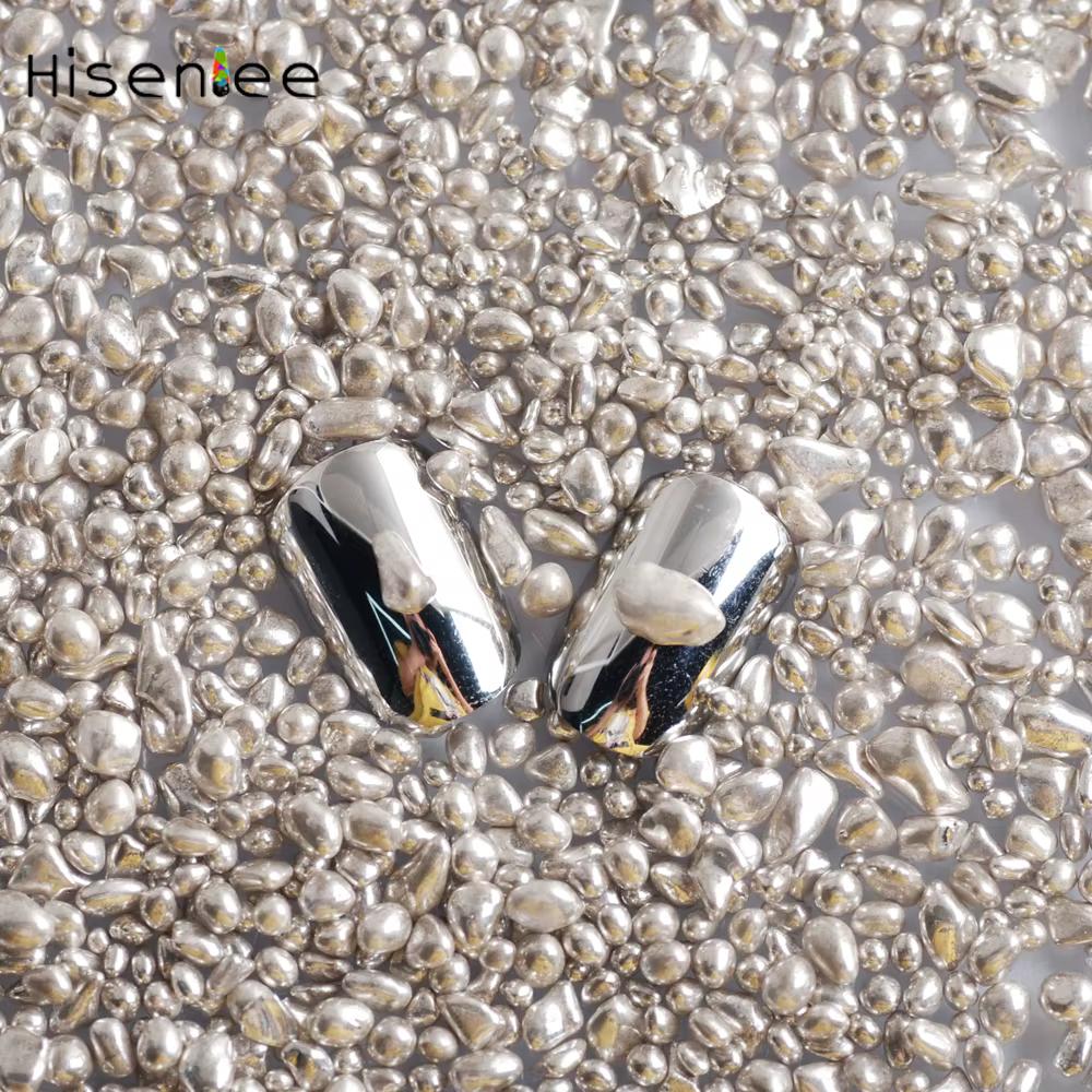 Hisenlee 20g couleur argent petit caméléon strass pierre irrégulière perles pierres manucure bricolage 3d Nail Art décoration