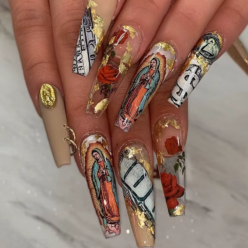 Autocollants 3D en forme de Dollar d'argent pour Nail Art