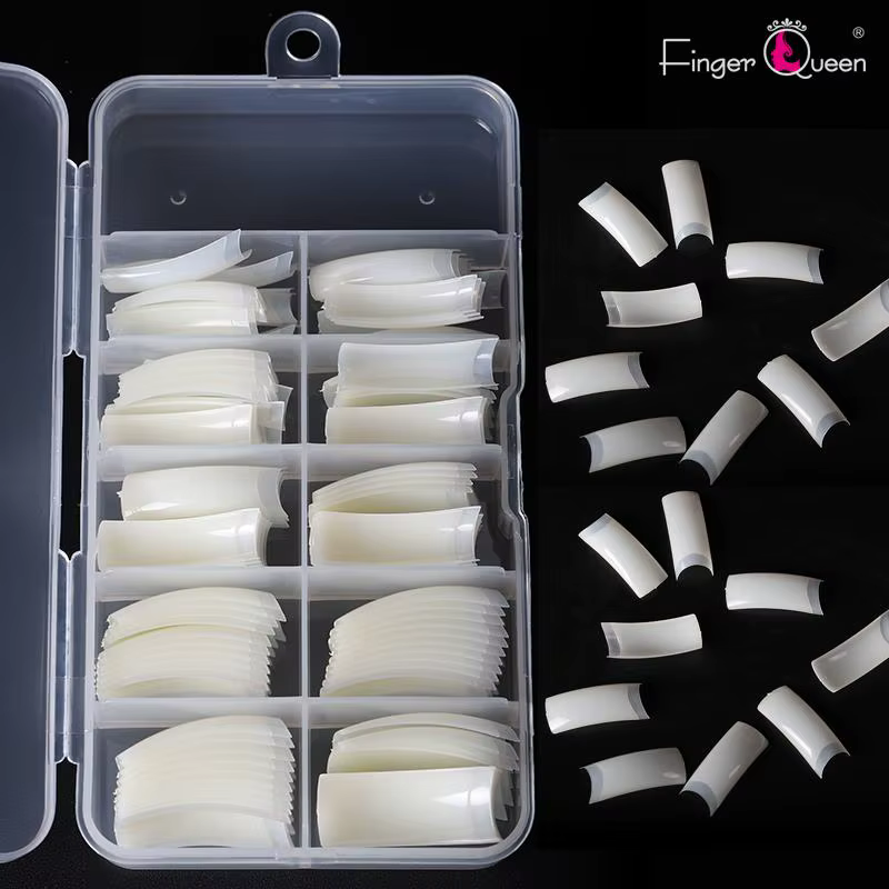 Faux Ongles Français en Forme de Cercueil