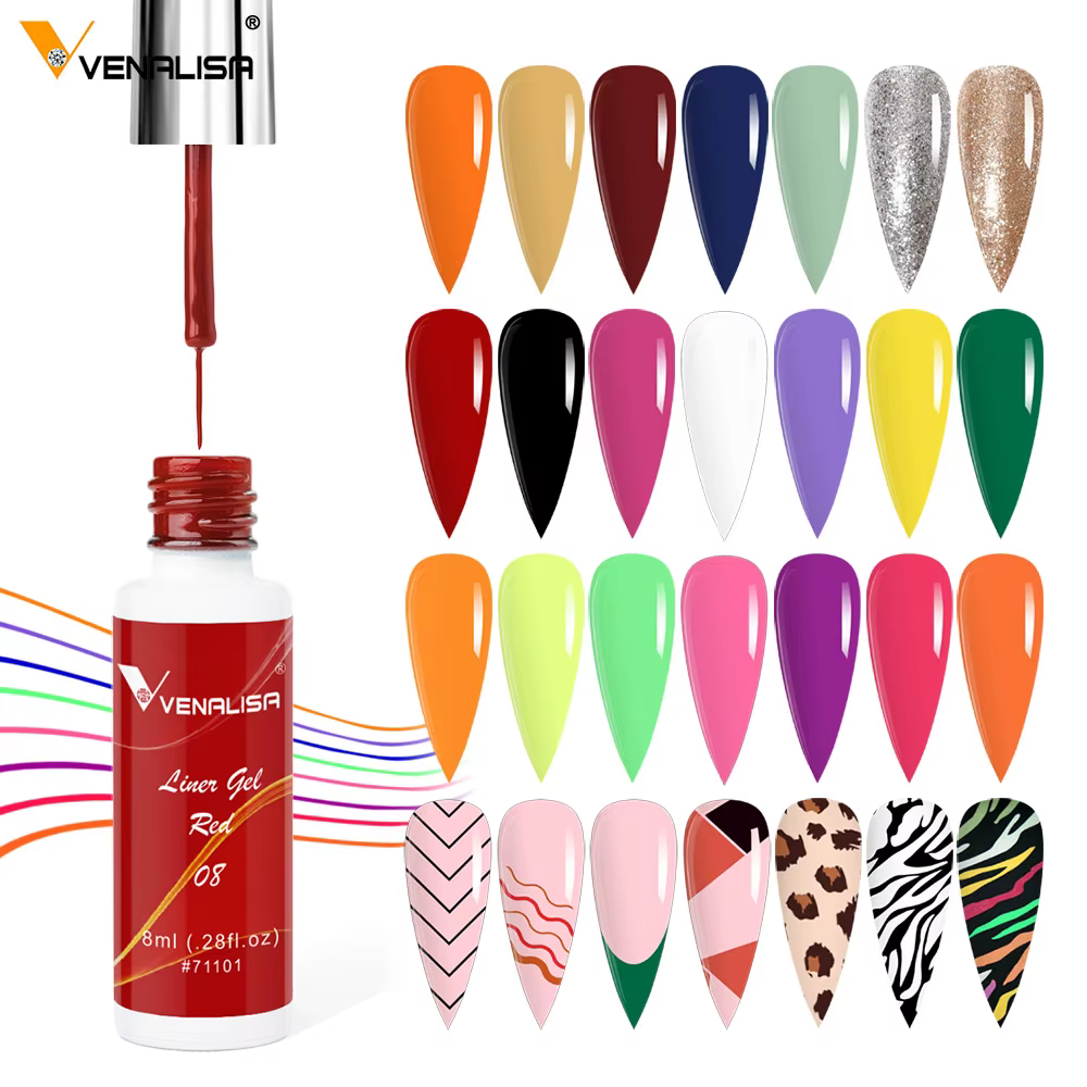 Venalisa Liner Gel 8ml vernis à ongles français UV LED peinture Gel Nail Art Design magnifique paillettes couleur