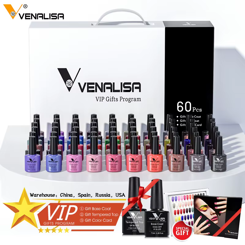 Venalisa 7.5ml vernis à ongles Gel 60 couleurs paillettes couleur