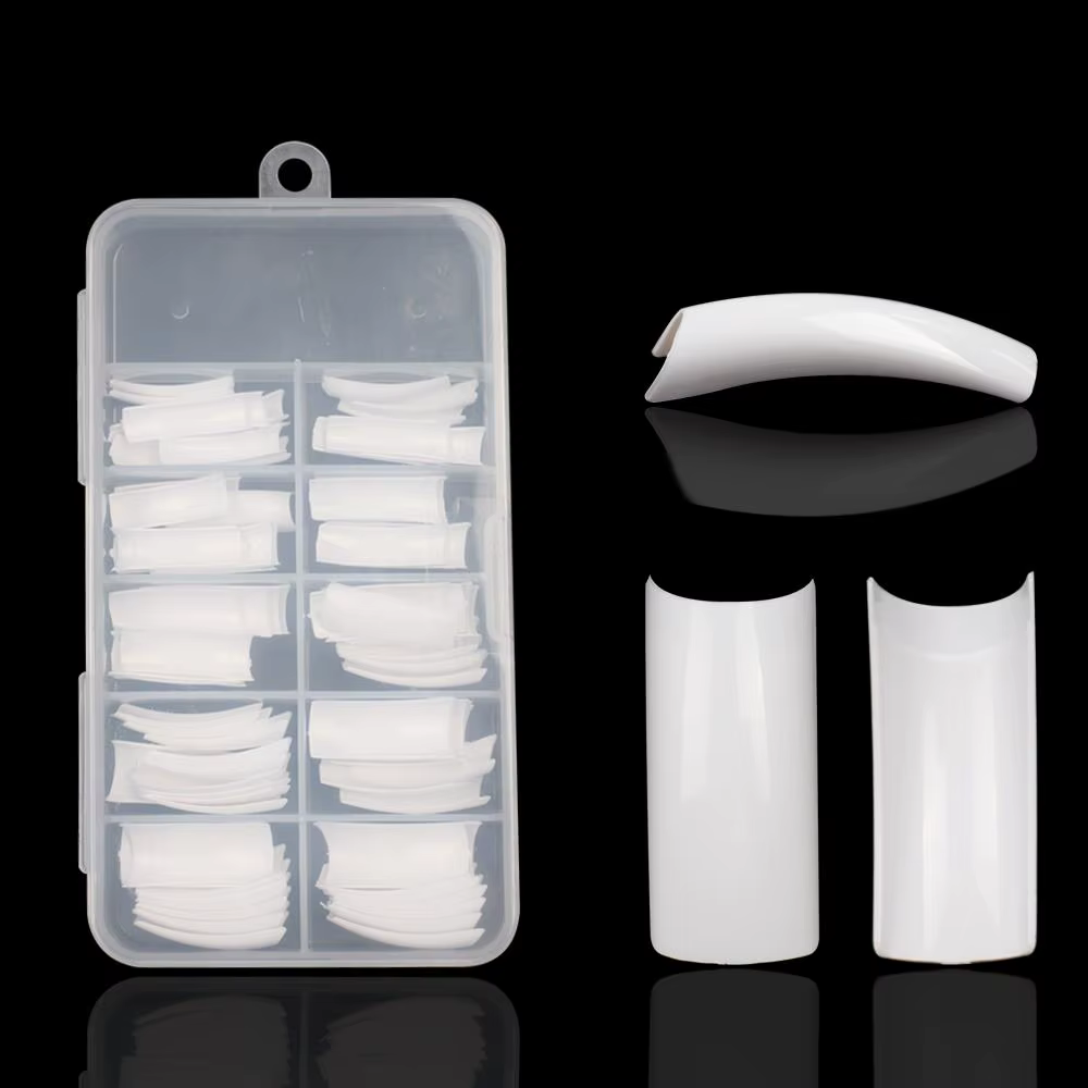 Faux Ongles Français en Forme de Cercueil