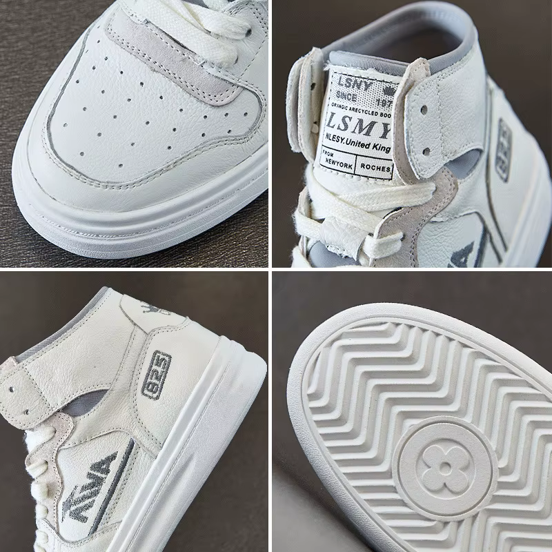 Chaussures montantes blanches en cuir, version coréenne de la marée rouge net, automne et hiver 2020