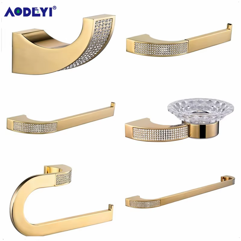 AODEYI HOAccessrespiration-Porte-brosse à dents, porte-papier, porte-serviettes, crochet pour peignoir, porte-brosse à dents Regina, ensemble de quincaillerie de bain doré ou chromé