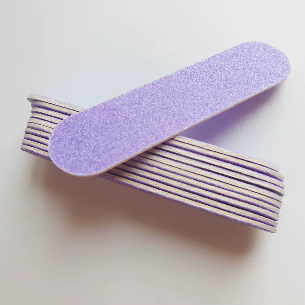 100 pièces de mini-limes à ongles violettes en bois