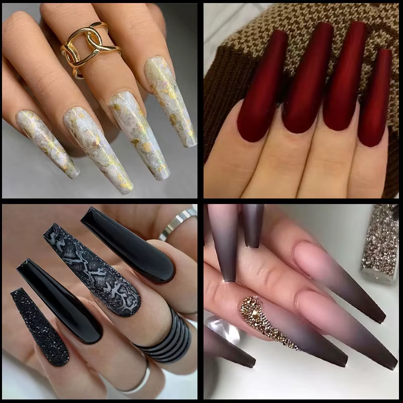 Faux-ongles en forme de cercueil