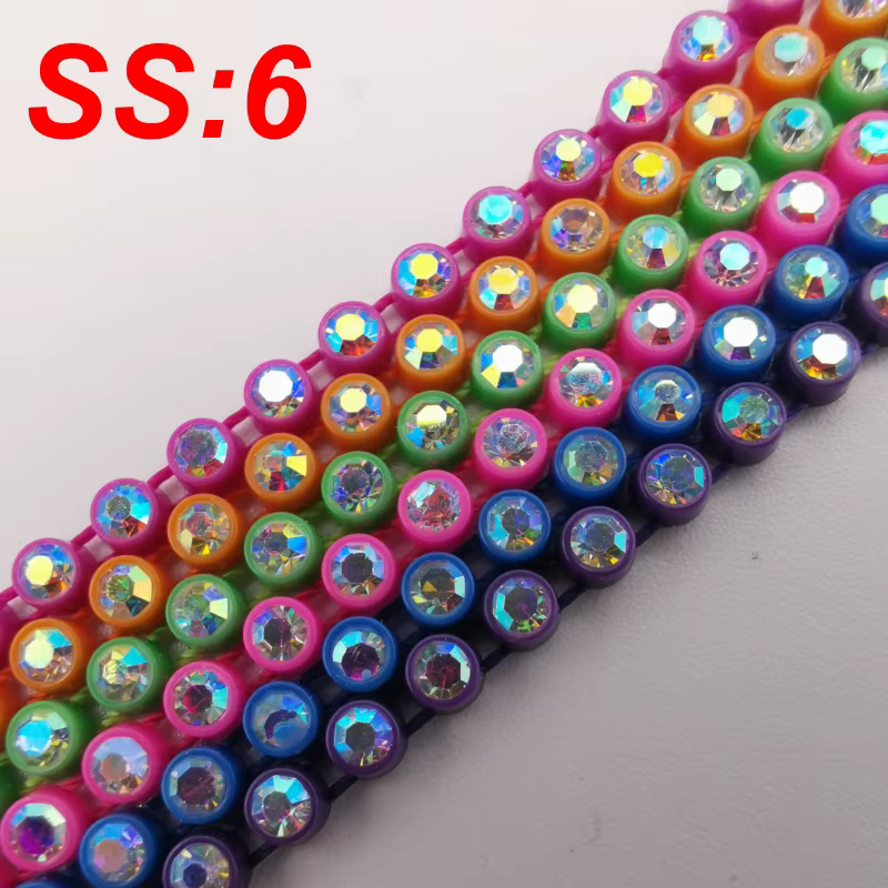 Prix de gros SS6 Strass garnitures bande AB cristal 10Yards Strass