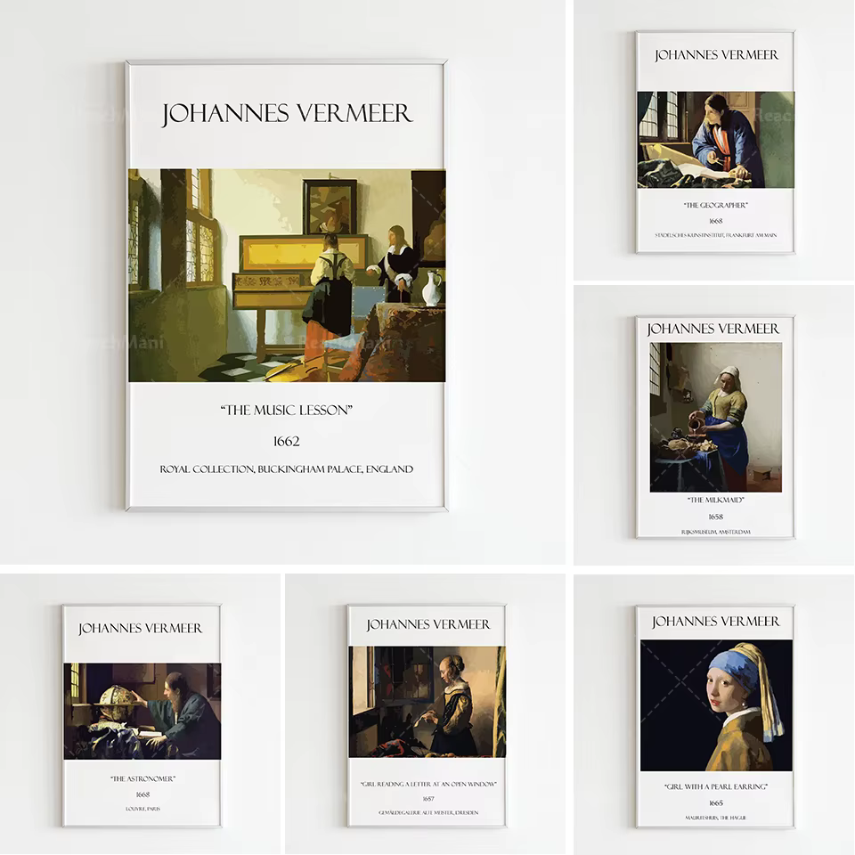 Affiches de Johannes Vermeer, Impression, Art Mural, Décoration de Maison