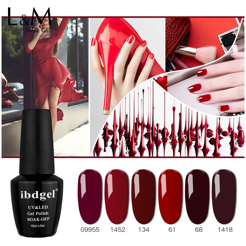 ibdgel Gel Polish UV Soak Off Pure Red Green Color Varnish Nail Gel Polish Nail Manicure 15ml semi-permanent Varnish Gel Polish
