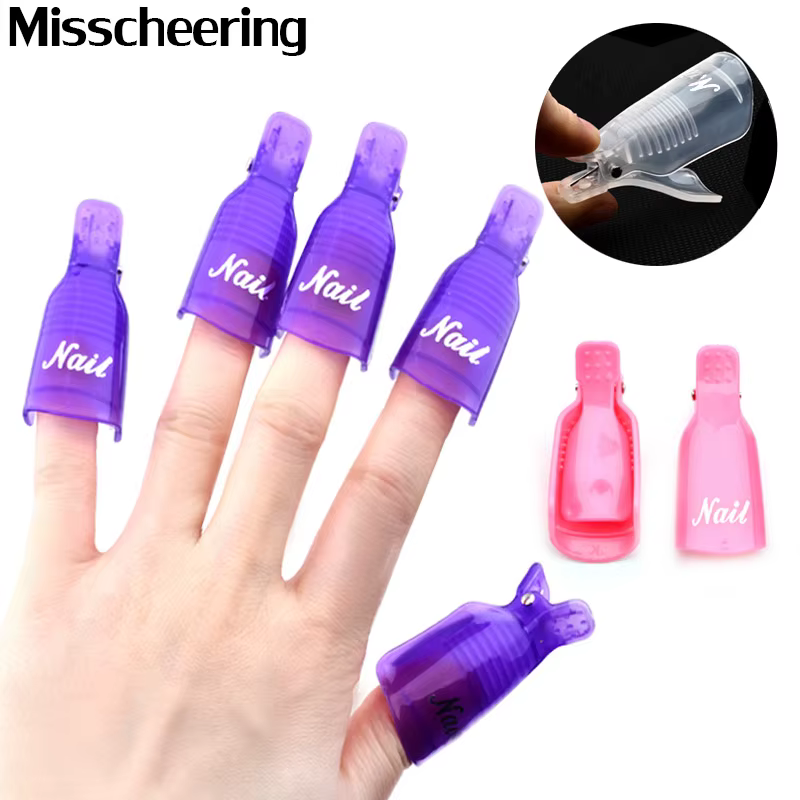 10 pièces/ensemble portable acrylique Nail Art tremper le capuchon pince UV Gel dissolvant de vernis outils d'emballage