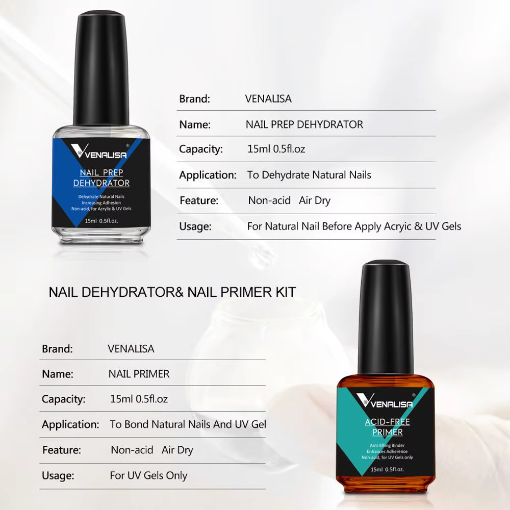 VENALISA Bonder déshydrateur de préparation des ongles et apprêt sans ACID acrylique UV Gel Base couche