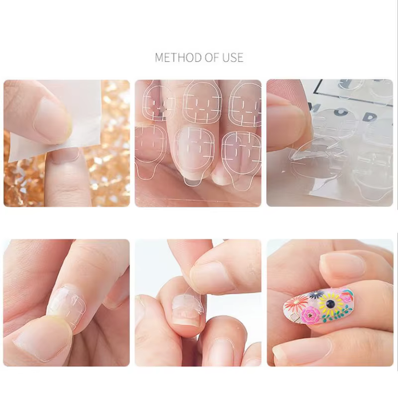 5/10 feuilles de bandes adhésives transparentes double face pour faux ongles