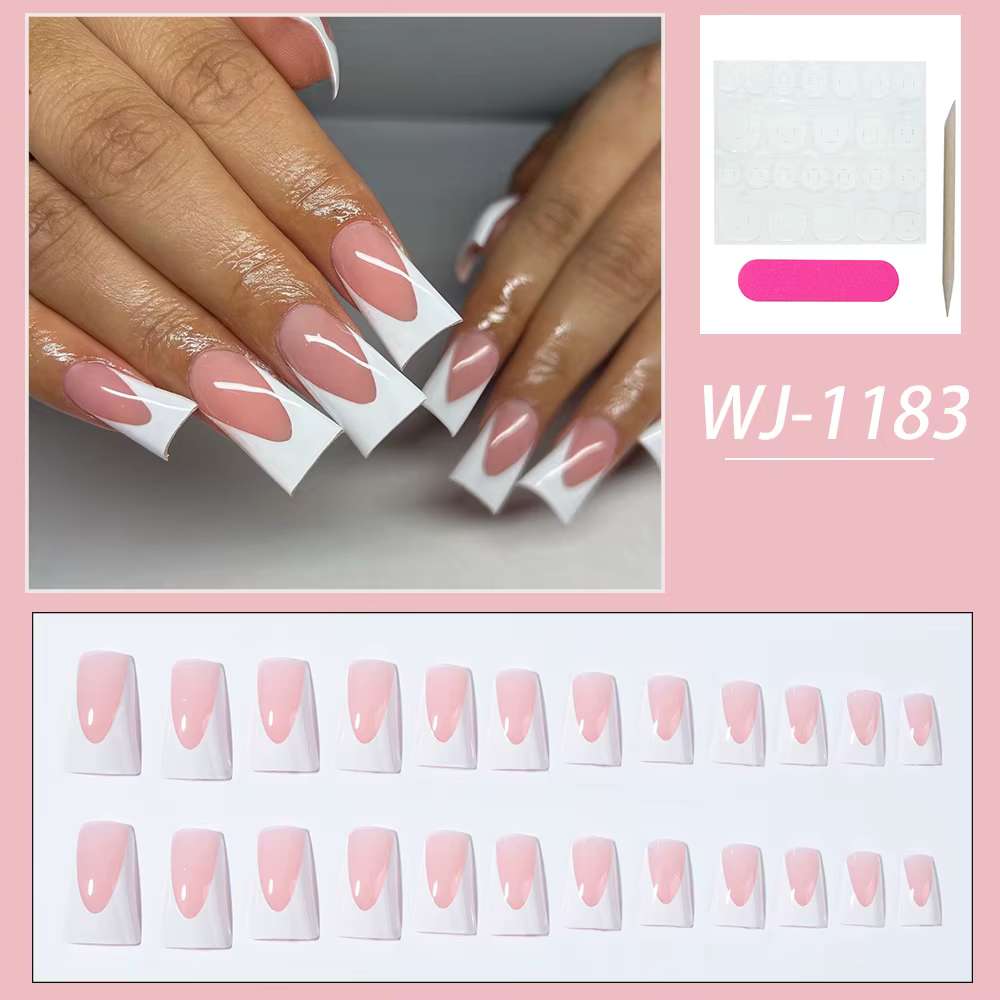 Faux ongles en résine blanche de style français