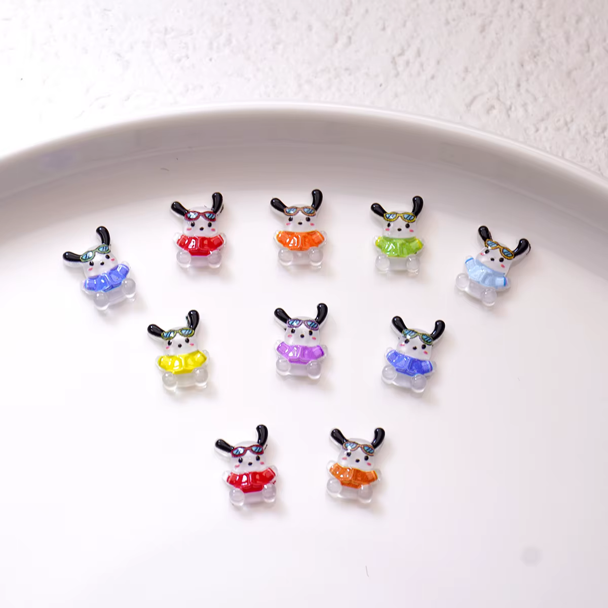 100 pièces/paquet de breloques pour ongles Happy Pochacco-art d'ongle de dessin animé 3D mignon