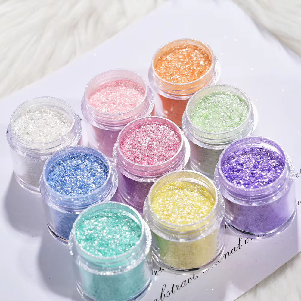 10 couleurs coloré opale ongles paillettes poudre lavande/rose/argent/bleu