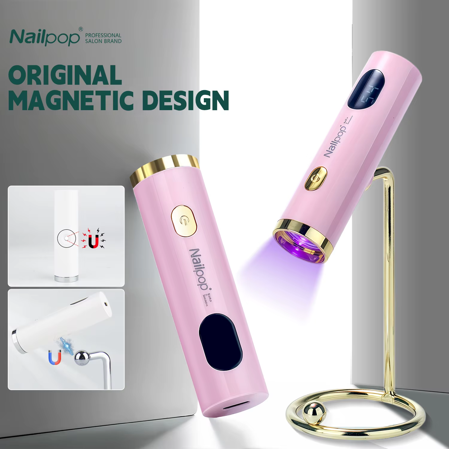 NAILPOP Lampe à ongles UV rose magnétique portable