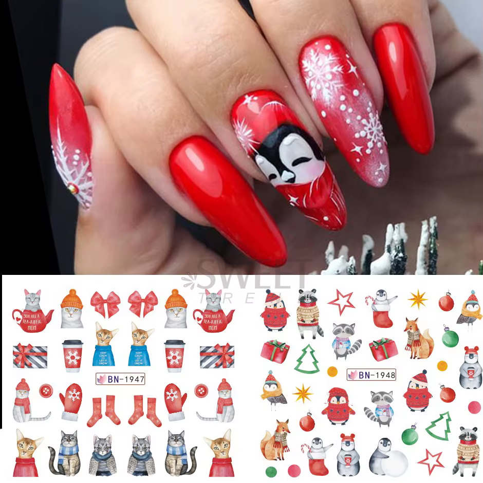 Autocollants pour ongles pingouin mignon