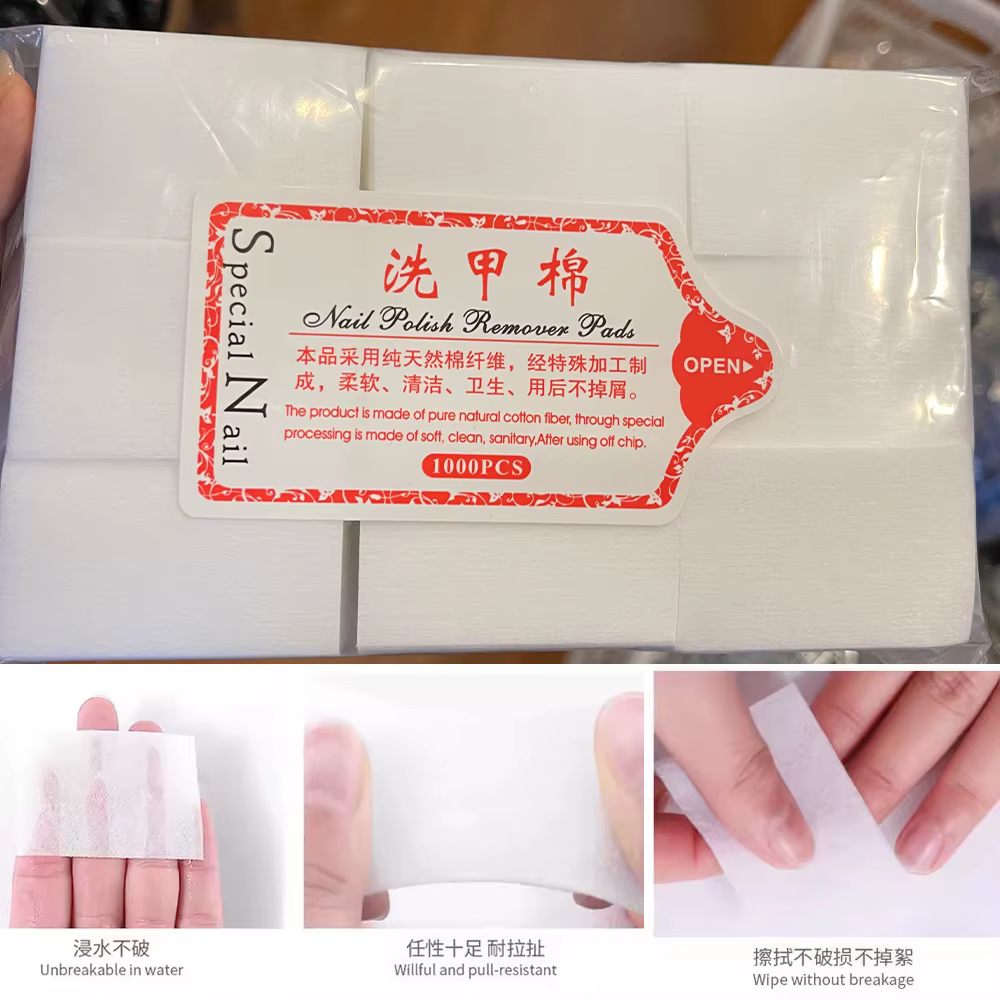 1000/500/100 pièces lingettes à ongles 100% tampons de coton non pelucheux dissolvant de vernis