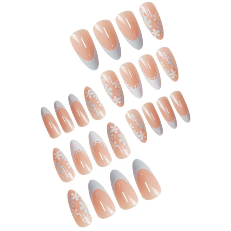 24 faux ongles frais en forme d'amande avec colle