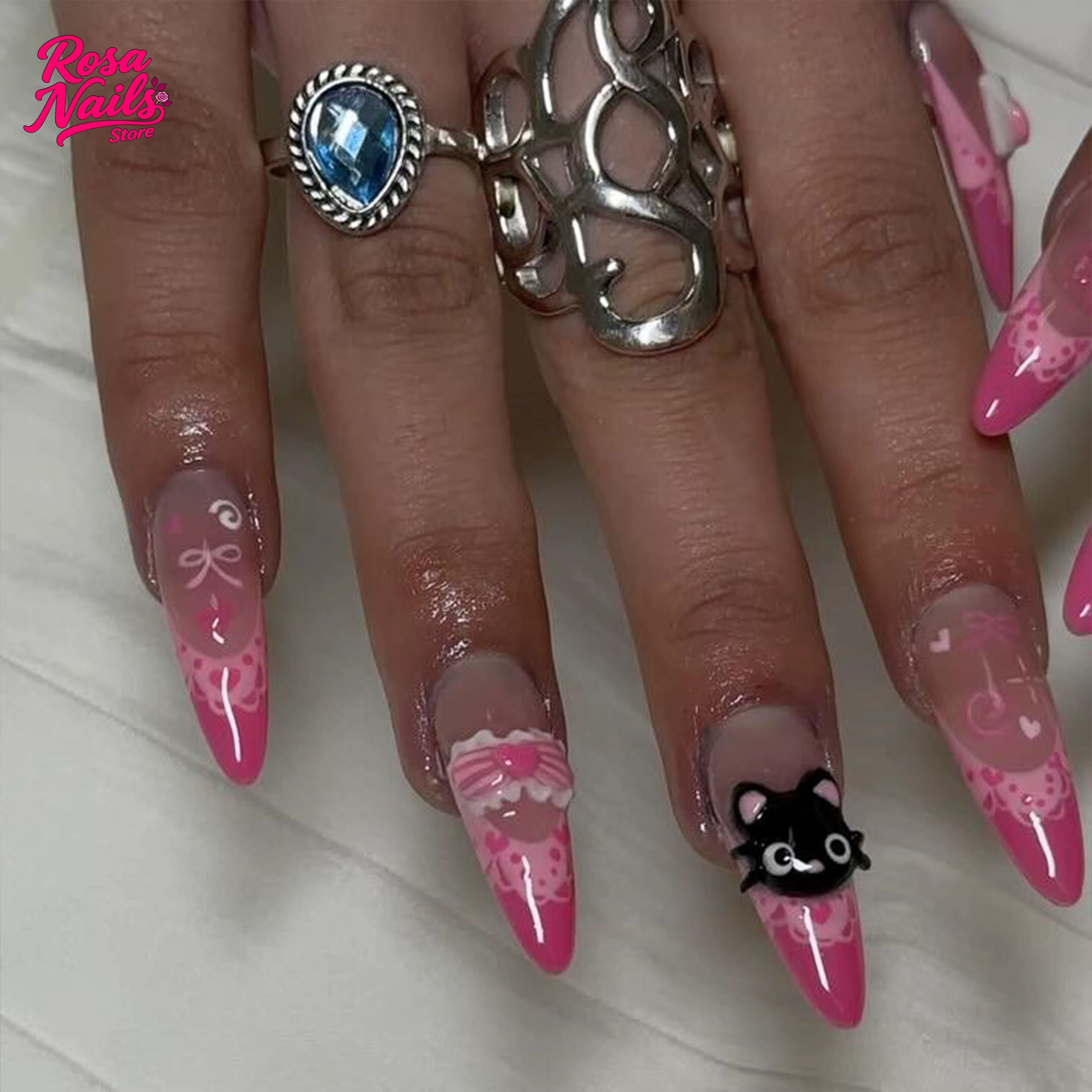 Ensemble de faux ongles pour la saint-valentin