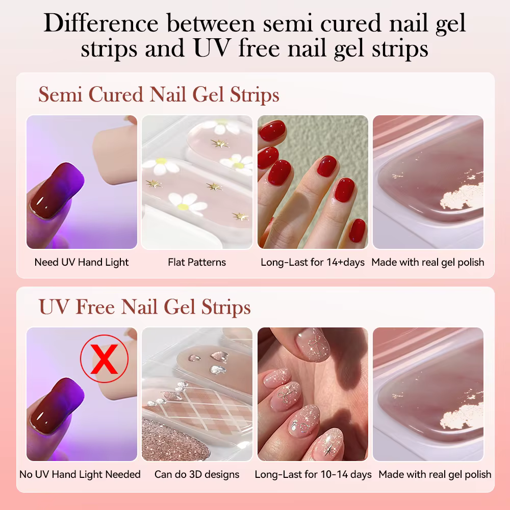Bandes de gel pour ongles sans UV
