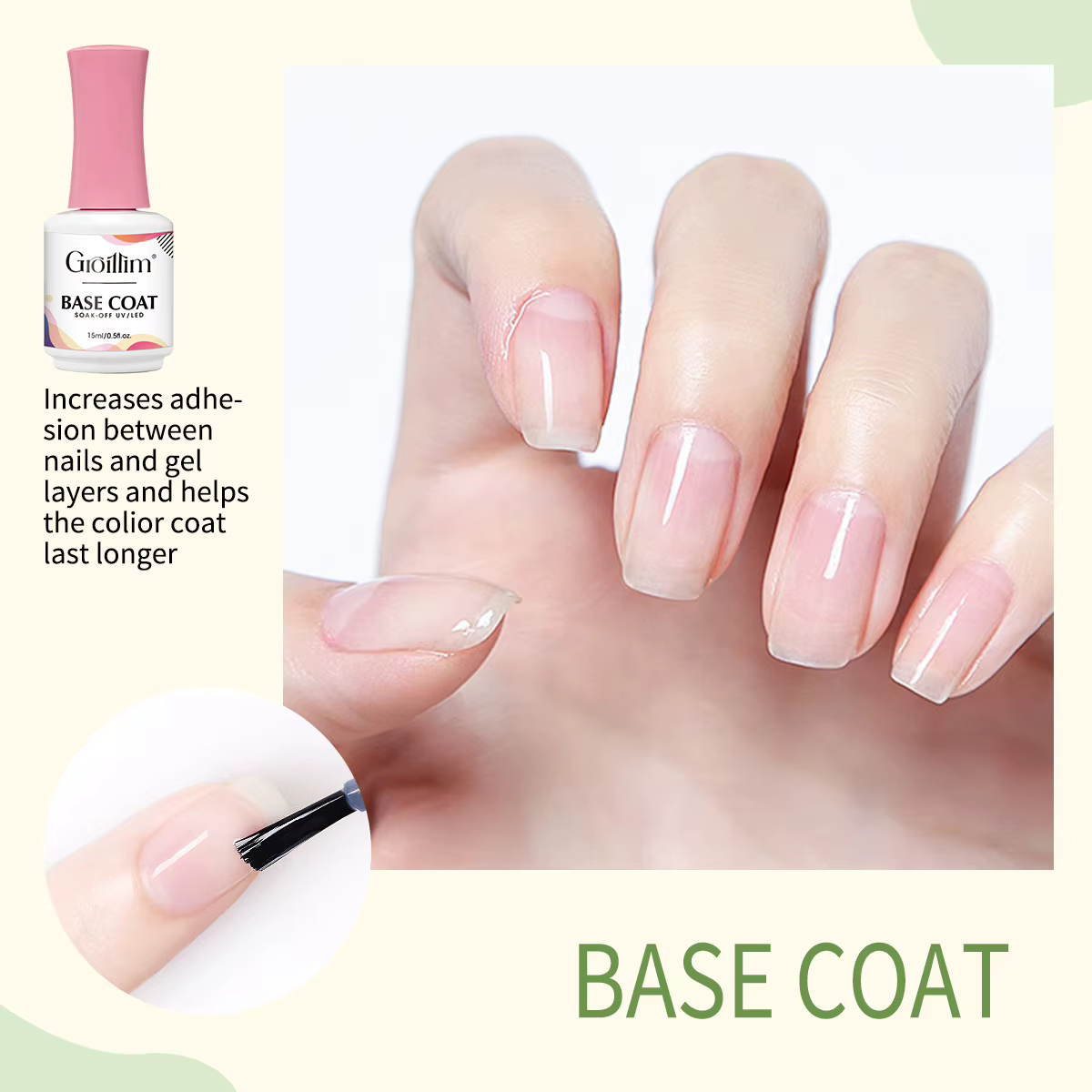 Kit de démarrage de vernis à ongles en gel sans essuyage Groillim 15 ml - / Kit