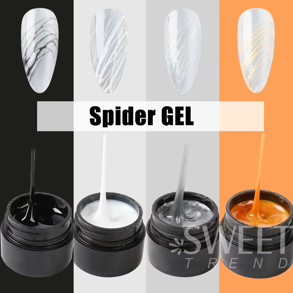 2 pièces créatif araignée ongles dessin Gel noir blanc peinture fil Web Liner Semi Permanent UV soie vernis manucure