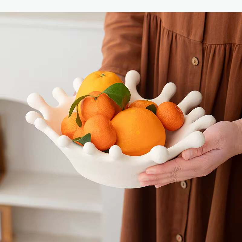 Plateau à fruits en céramique en forme de couronne, plateau créatif pour collations et bonbons, plateau de rangement, plateaux à fruits secs, corbeille à fruits, vaisselle de table domestique