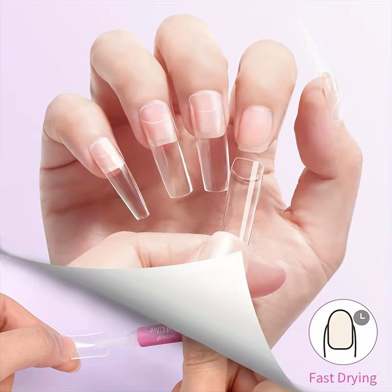 500 Pièces de Patchs à Ongles Transparents et de Couleur Naturelle