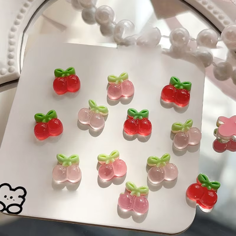 10 pièces Nail Art breloques résine Mini cerise fraise