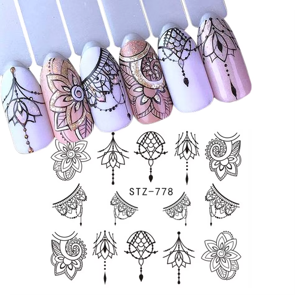 Ongles décalcomanies à l'eau motif abstrait autocollants