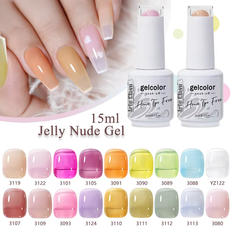 Arte Clavo 15ml Vernis à Ongles Gelée Transparent Rose Glace Été Hybride Semi-Permanent UV Coréen pour Manucure et Nail Art