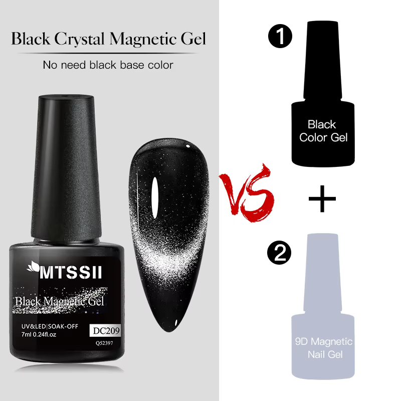 Vernis à ongles semi-permanent en gel magnétique noir cristal 7 ml
