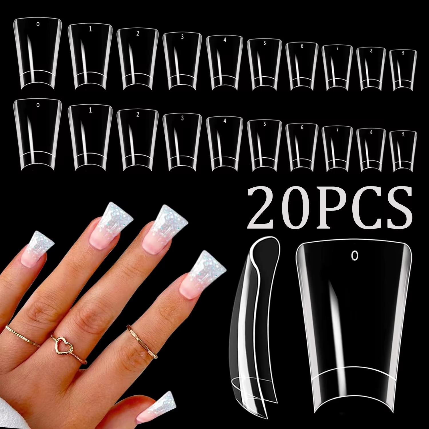 20 pièces pointes d'ongles de canard demi-couverture pieds