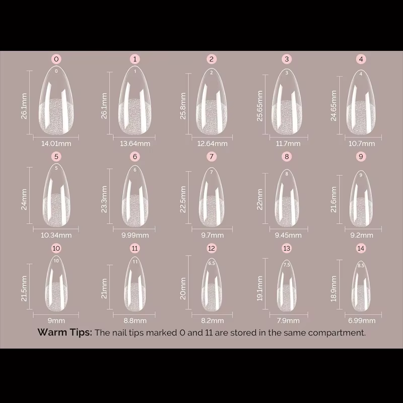 Pointes d'ongles en forme d'amande de taille moyenne - 120 pièces