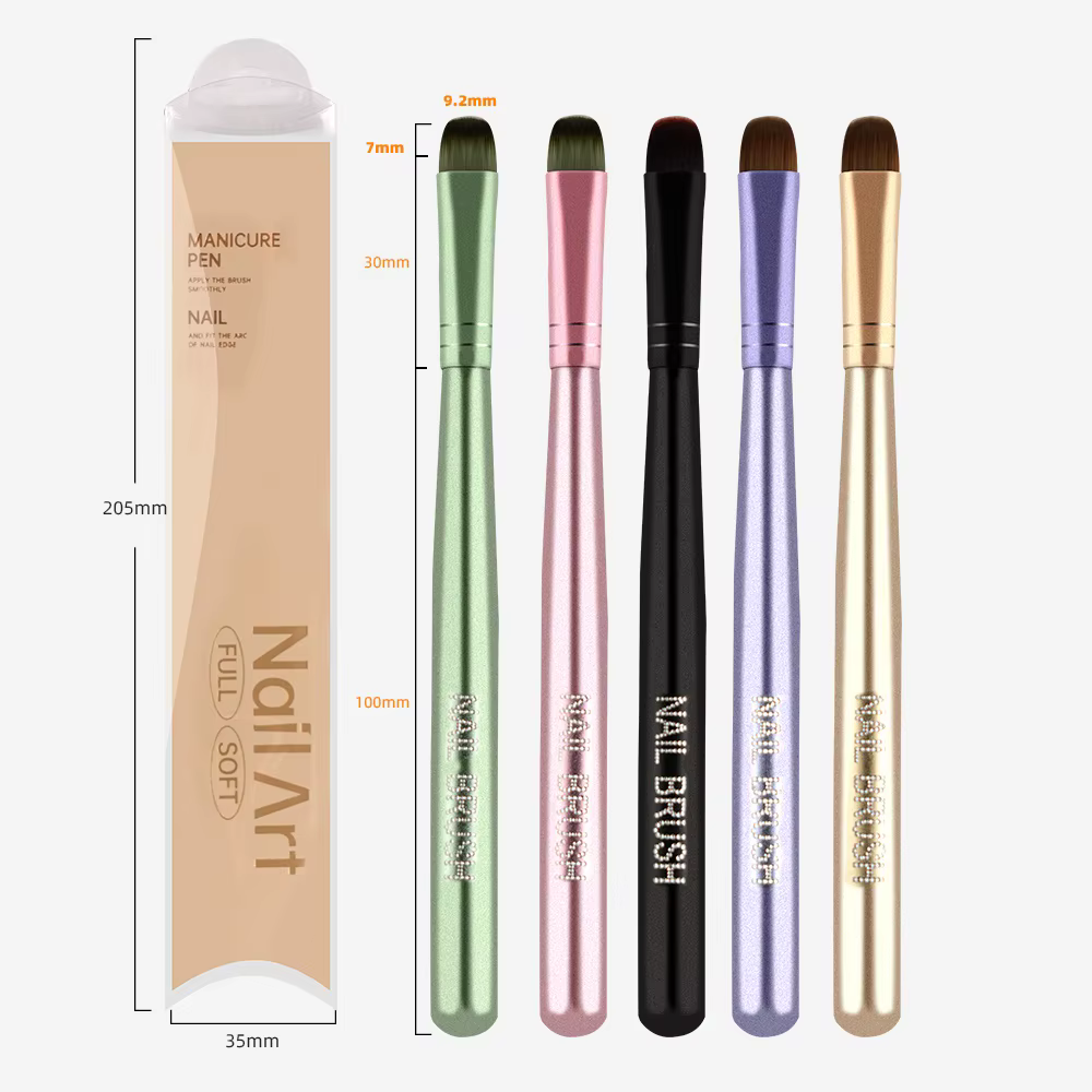 Pinceau professionnel de luxe 5 couleurs pour nail art français avec manche métallique